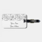 レトロ白黒フラワーズラゲッジタグ ラゲッジタグ (裏面横)