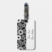 レトロ白黒フラワーズラゲッジタグ ラゲッジタグ (裏面縦)