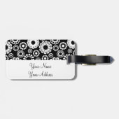 レトロ白黒フラワーズラゲッジタグ ラゲッジタグ (裏面横)