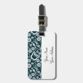 レトロ白黒フラワーズラゲッジタグ ラゲッジタグ (正面縦)
