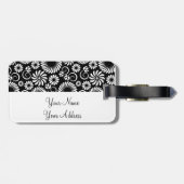 レトロ白黒フラワーズラゲッジタグ ラゲッジタグ (裏面横)