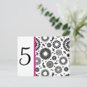 レトロ白黒フラワーテーブル番号葉書 ポストカード (スタンド正面)