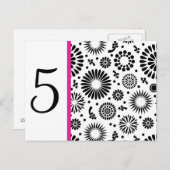 レトロ白黒フラワーテーブル番号葉書 ポストカード (正面/裏面)
