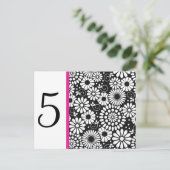 レトロ白黒フラワーテーブル番号葉書 ポストカード (スタンド正面)