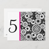 レトロ白黒フラワーテーブル番号葉書 ポストカード (正面/裏面)