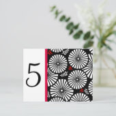 レトロ白黒フラワーテーブル番号葉書 ポストカード (スタンド正面)