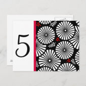 レトロ白黒フラワーテーブル番号葉書 ポストカード (正面/裏面)