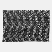レトロ白黒フローラタオル キッチンタオル (横)