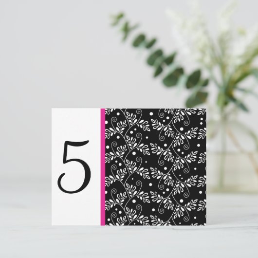 レトロ白黒フローラ表番号葉書 ポストカード (スタンド正面)