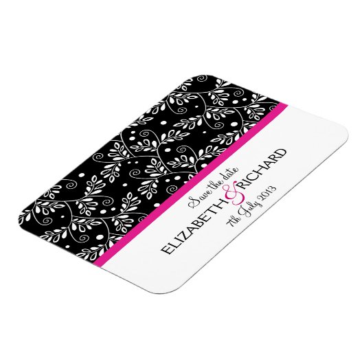 レトロ白黒フローラ「日付を保存」マグネット マグネット (左側)