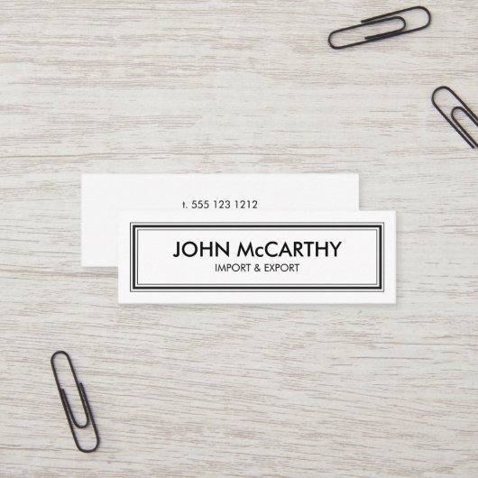 レトロ白黒プロフェッショナルストライプミニマル スキニー名刺 (正面/裏面インサイチュ)