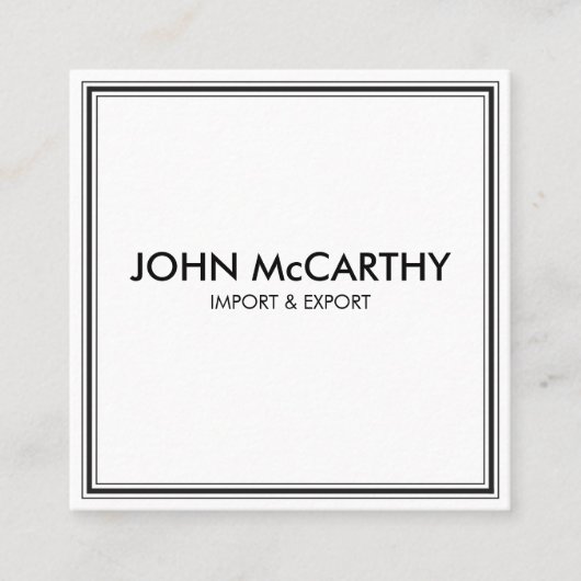 レトロ白黒プロフェッショナルストライプミニマル スクエア名刺 (正面)