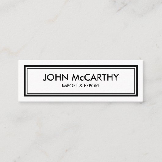 レトロ白黒プロフェッショナルミニマルエレガントリスト スキニー名刺 (正面)