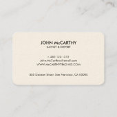 レトロ白黒プロフェッショナルミニマルエレガントリスト 名刺 (裏面)