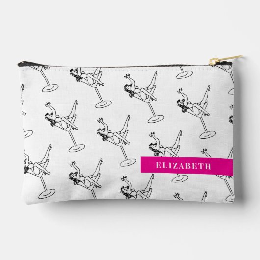 レトロ白黒マルティニガラスパーソナライズされた アクセサリーポーチ (裏面)