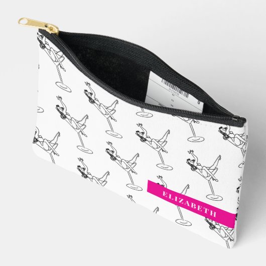 レトロ白黒マルティニガラスパーソナライズされた アクセサリーポーチ (見開き)