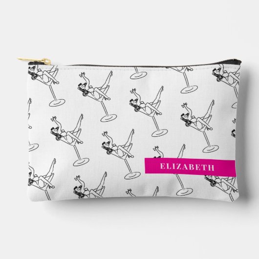 レトロ白黒マルティニガラスパーソナライズされた アクセサリーポーチ (正面)