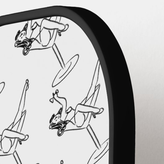 レトロ白黒マルティニガラスパーソナライズされた ピックルボールラケット (左詳細)