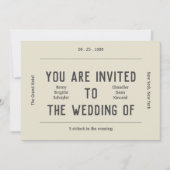 レトロ白黒モダン写結婚真 招待状 (正面)