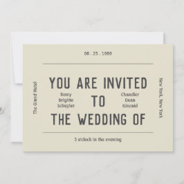 レトロ白黒モダン写結婚真 招待状