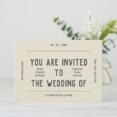 レトロ白黒モダン写結婚真 招待状 (スタンド正面)