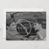 レトロ白黒モダン写結婚真 招待状 (裏面)