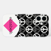 レトロ白黒和平サイン名 Case-Mate iPhoneケース (裏面 (横))