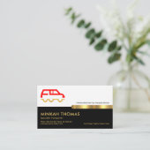 レトロ白黒層金ゴールド線輸送 名刺 (スタンド正面)