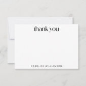 レトロ白黒幾何タイル名前をカスタムする サンキューカード (正面)