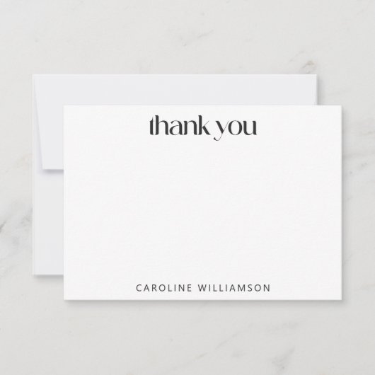 レトロ白黒幾何タイル名前をカスタムする サンキューカード (正面)