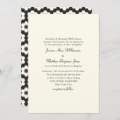 レトロ白黒幾何学的タイルエレガントな結婚式 招待状 (正面/裏面)