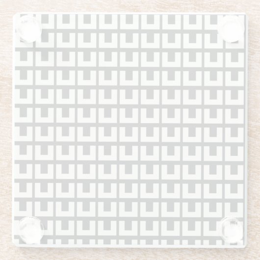 レトロ白黒幾何学的中世モダン紀 ガラスコースター (裏面)