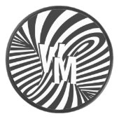 レトロ白黒抽象芸術ゼブラパターンイニシャル アイスホッケーパック (正面)