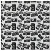 レトロ白黒撮影カメラモチーフ ファブリック (クローズアップ)