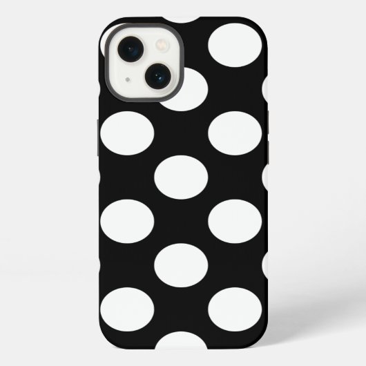 レトロ白黒水玉模様 iPhoneケース (裏面)
