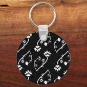 レトロ白黒花キーチェーン キーホルダー (正面)