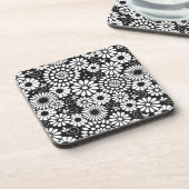 レトロ白黒花コルクコースター コースター (左側)