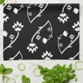 レトロ白黒花タオル キッチンタオル (折り畳み)