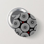 レトロ白黒花ボタン 缶バッジ (正面&裏面)