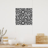 レトロ白黒花ポスター ポスター (キッチン)