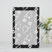 レトロ白黒花文房具 便箋 (スタンド正面)