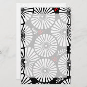 レトロ白黒花文房具 便箋 (正面/裏面)