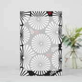 レトロ白黒花文房具 便箋 (スタンド正面)