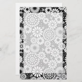 レトロ白黒花文房具 便箋 (正面/裏面)