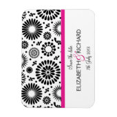 レトロ白黒花'日付を保存'マグネット マグネット (縦)