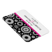 レトロ白黒花'日付を保存'マグネット マグネット (右側)