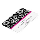 レトロ白黒花'日付を保存'マグネット マグネット (左側)