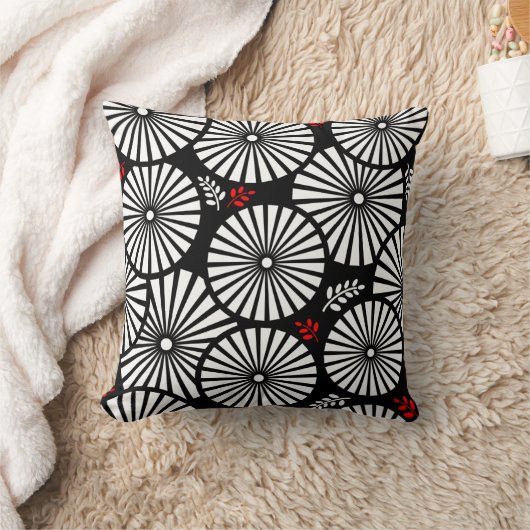 レトロ白黒花枕 クッション (ブランケット)
