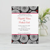 レトロ白黒花結婚式招待状 招待状 (スタンド正面)