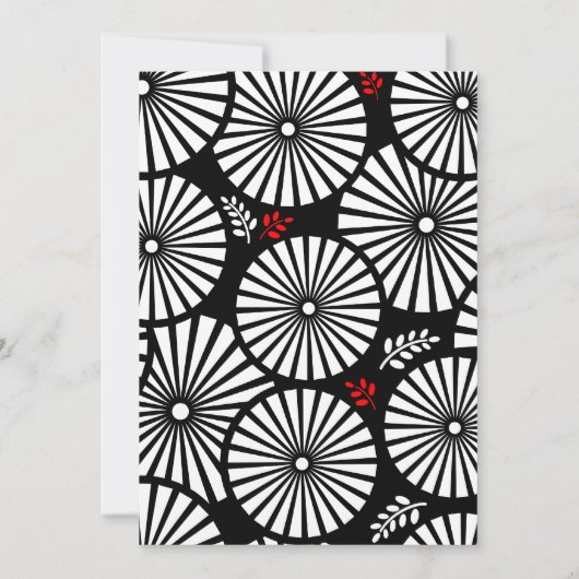 レトロ白黒花結婚式招待状 招待状 (裏面)